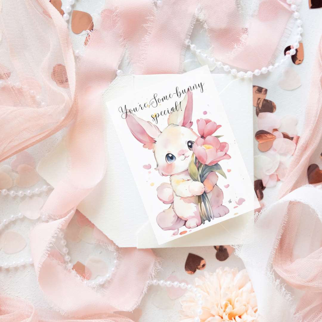 Homemade Sketch Greeting Card Print: "You're Some-Bunny Special"