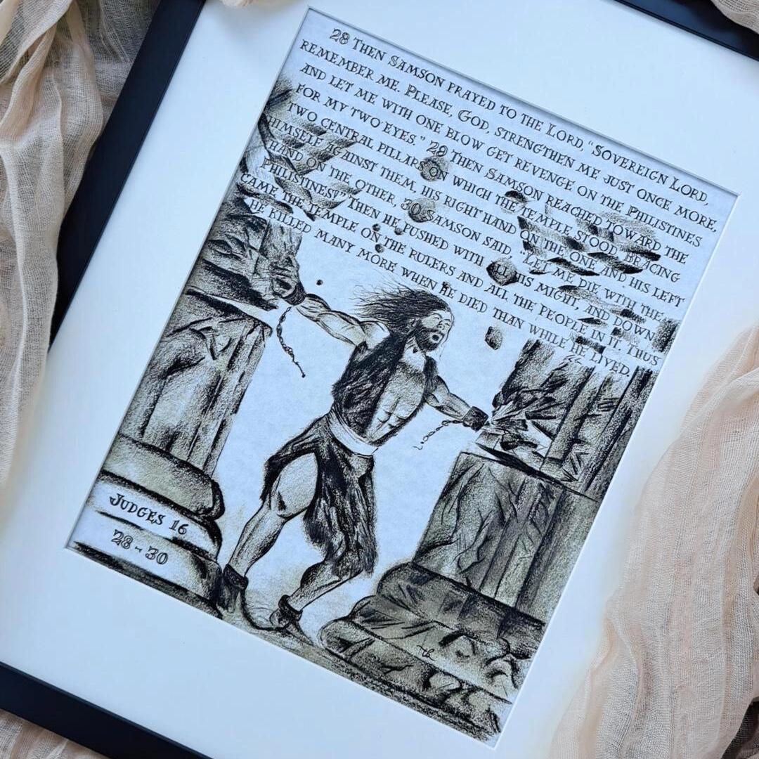 "Samson Temple Pillars" Calligraphy Sketch _ Limited Edition Print