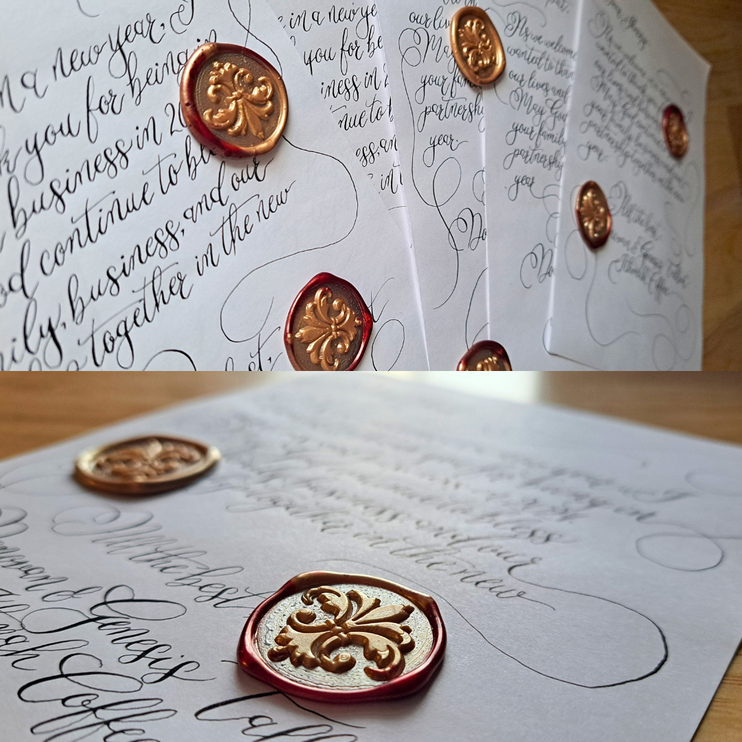 Handwritten Calligraphy Letter in "Victorian Ring Script"