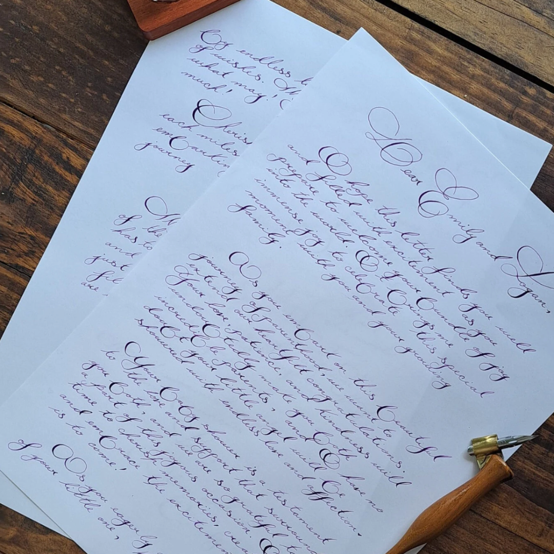 Handwritten Calligraphy Letter in "Spencerian Script"