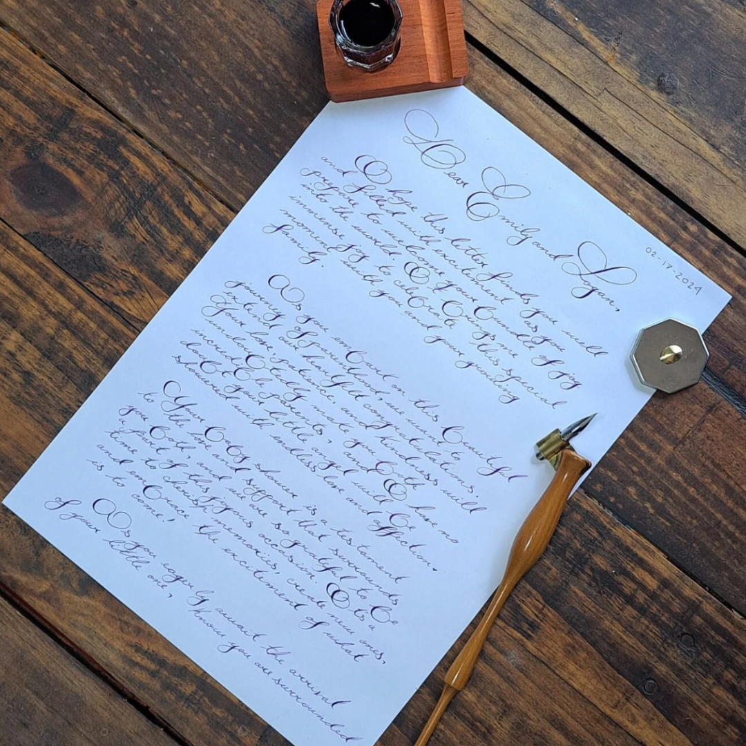 Handwritten Calligraphy Letter in "Spencerian Script"