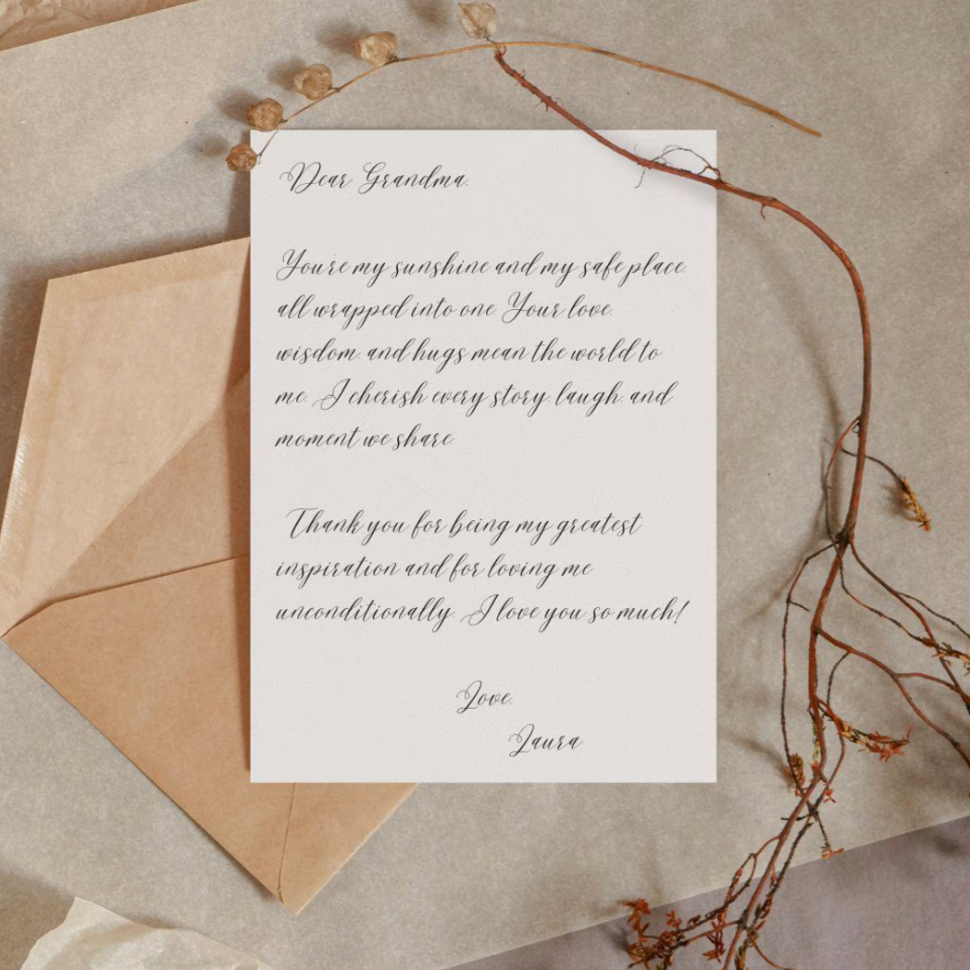 Handwritten Calligraphy Letter in "Victorian Ring Script"
