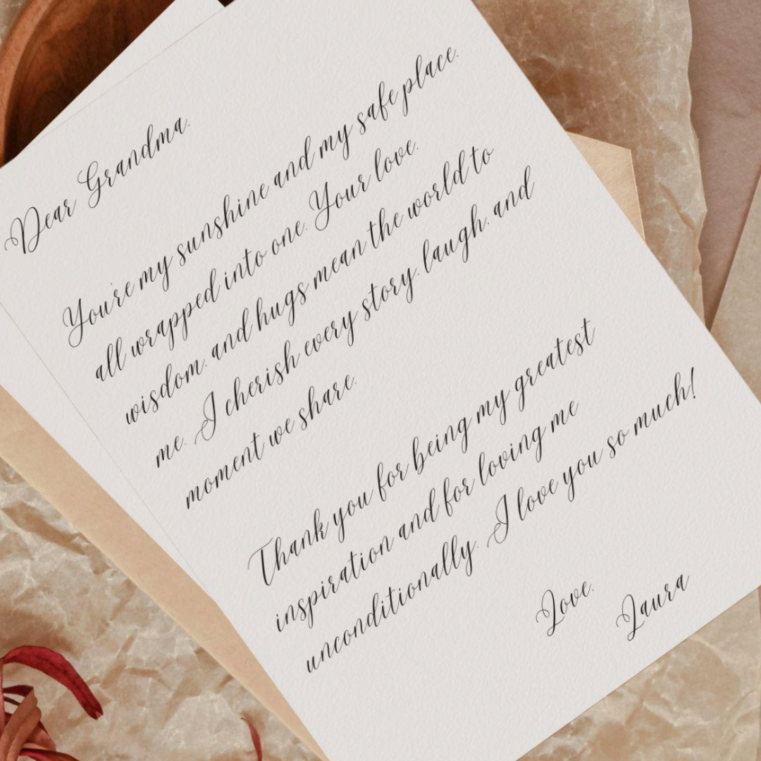 Handwritten Calligraphy Letter in "Victorian Ring Script"