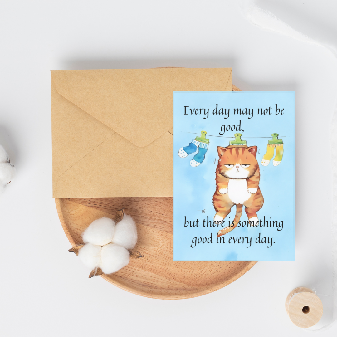 Homemade Uplifting Sketch Greeting Card Print: "Every Day May Not Be a Good Day, But There Is Good in Every Day"