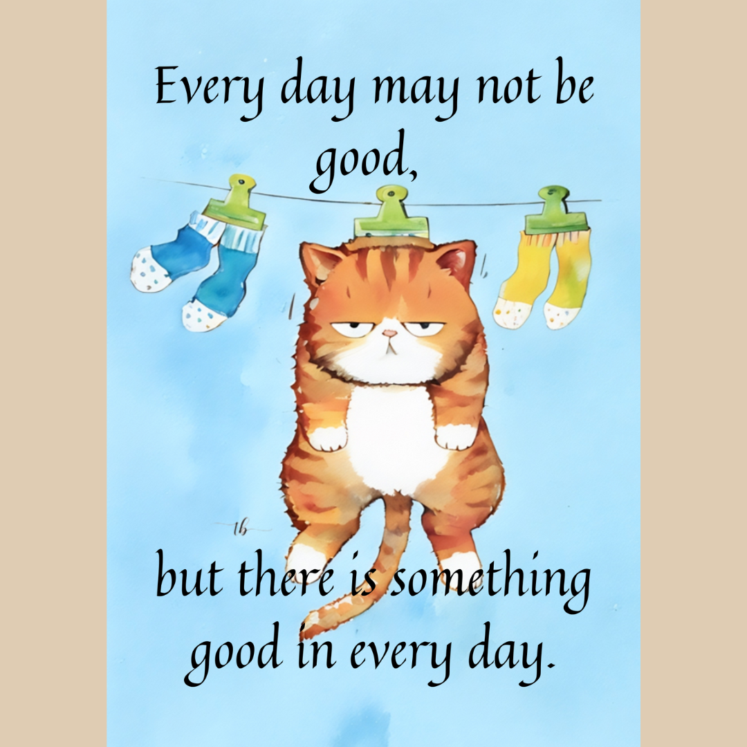 Homemade Uplifting Sketch Greeting Card Print: "Every Day May Not Be a Good Day, But There Is Good in Every Day"