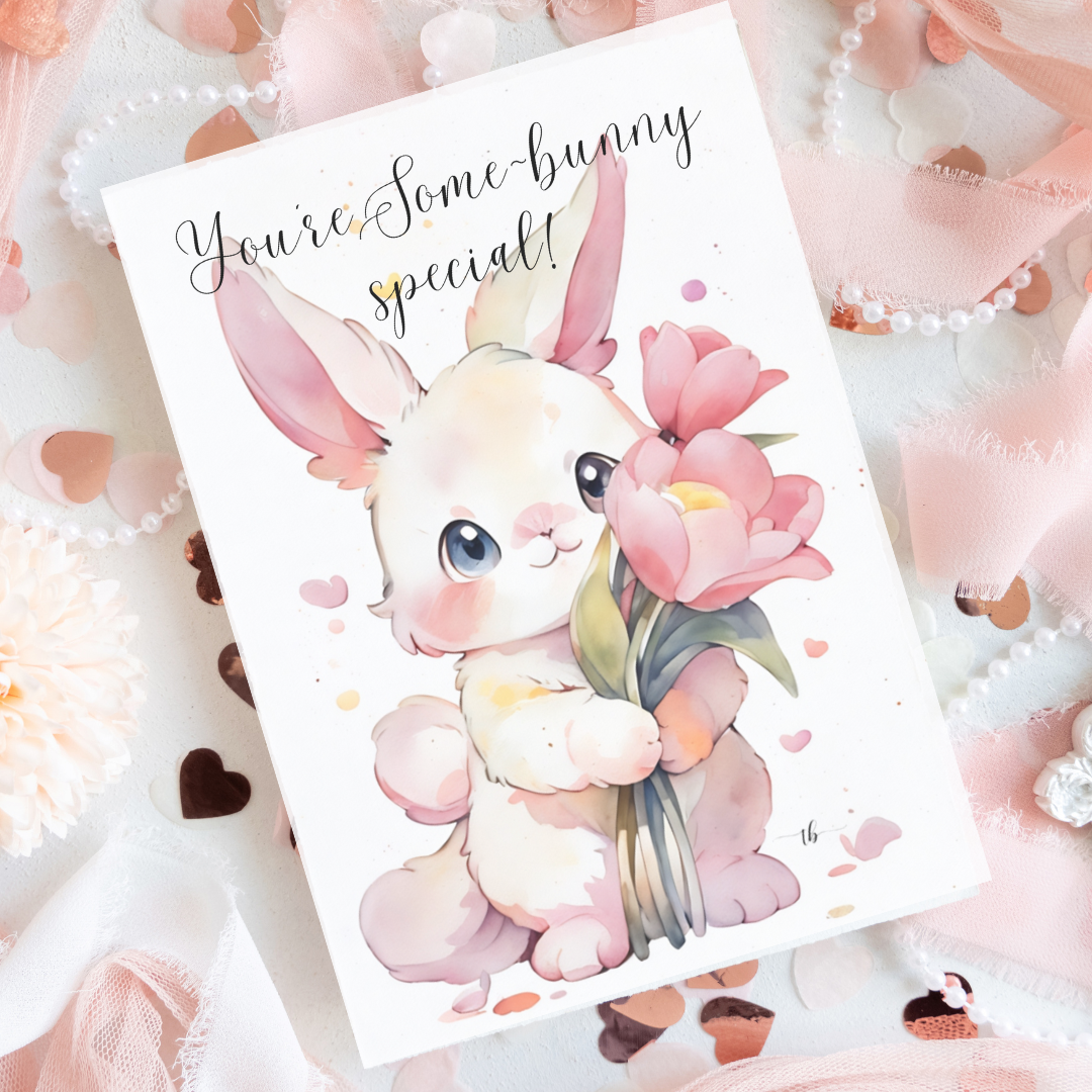 Homemade Sketch Greeting Card Print: "You're Some-Bunny Special"