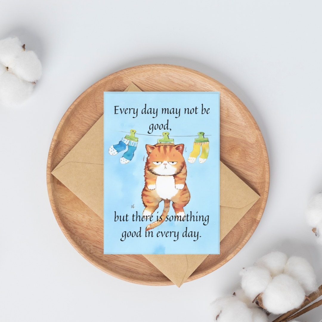 Homemade Uplifting Sketch Greeting Card Print: "Every Day May Not Be a Good Day, But There Is Good in Every Day"